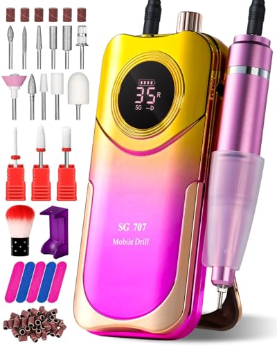 Moskany Professional Electric Nail Drill Kit 35000RPM with 14PCS Bits