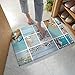 Tapis de bain parfait, Tapis de porte de plancher Tapis Shaggy Theme Summer Beach Theme, anti-glissement Soft Bath Tapis de mer Coquille de mer et sable d'étoile de mer sur le grain de bois bleu, cous