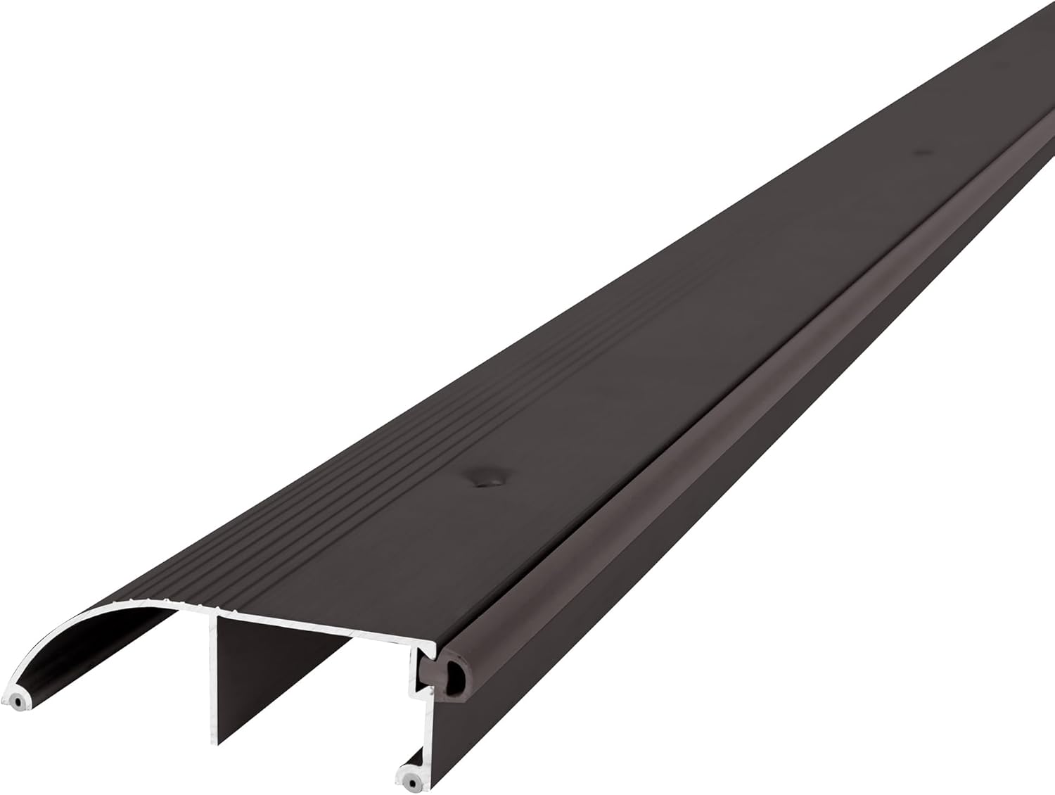 M-D Building Products 10322 3-3/8 in. x 1 in. x 36 in. Bronze Aluminum and Vinyl High-Profile Outswing Door Threshold