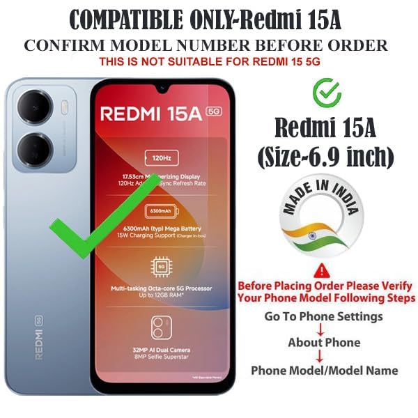 Image of AIBEX Compatible for Redmi 15A 5G Flip Cover Leather Finish | Inside TPU with Card Pockets | Wallet Stand | Complete Protection Flip Case Green