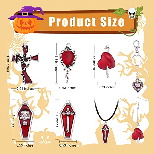 WEWAYSMILE 14-Piece 7-Style Enamel Charm Pendant Set, Crucifix & Alloy Charms for Halloween Decorations & Jewellery Making - Image 2