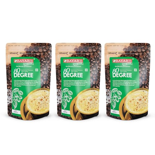 Image of Bayar's Coffee 80 Degree Filter Coffee Powder 500g | Bold South Indian Blend with 80% Coffee & 20% Chicory |Strong Decoction & Rich Aroma | Freshly Roasted & Ground for Every Cup pack of 3