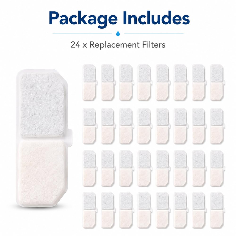 24 Stück Trinkbrunnen Filter Ersatz für PETKIT Eversweet 2S Katzenbrunnen Filter Hundetränke Aktivkohlefilter Kartusche