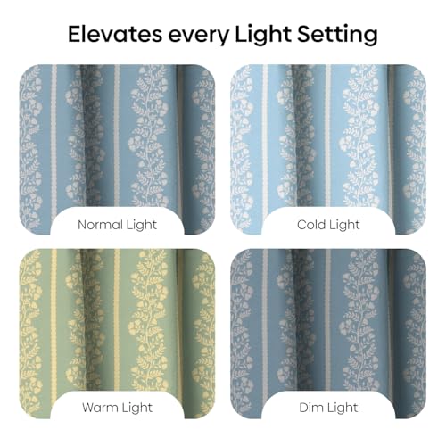 Image of haus & kinder Digital Printed Cotton Door Curtains 7 Feet Long Pack of 2 Door Curtains, 7 Feet Curtains for Door (Vineway, Blue 130x213 CM)