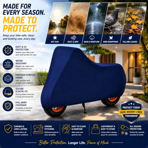 Image of Powerfull Scooty Body Cover for Dio 110 Dustproof Scratchproof - 100% Waterproof Dio 110 Cover for Two Wheeler, Outdoor Full Motorcycle Cover with UV, Duty, Rain Protection - Blue