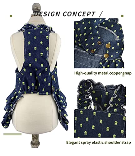 Vestidos para cachorro Princesa Tutu, saia para cachorro fofa, estampa de esqueleto vestido de cowbo