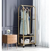 Appendiabiti Appendiabiti In Metallo, Supporto Ad Angolo, Appendiabiti Con Ripiano E Ganci, Appendiabiti Da Terra Per Camera Da Letto, Corridoio, 40 X 40 X 173 Cm Hopeful (Oro