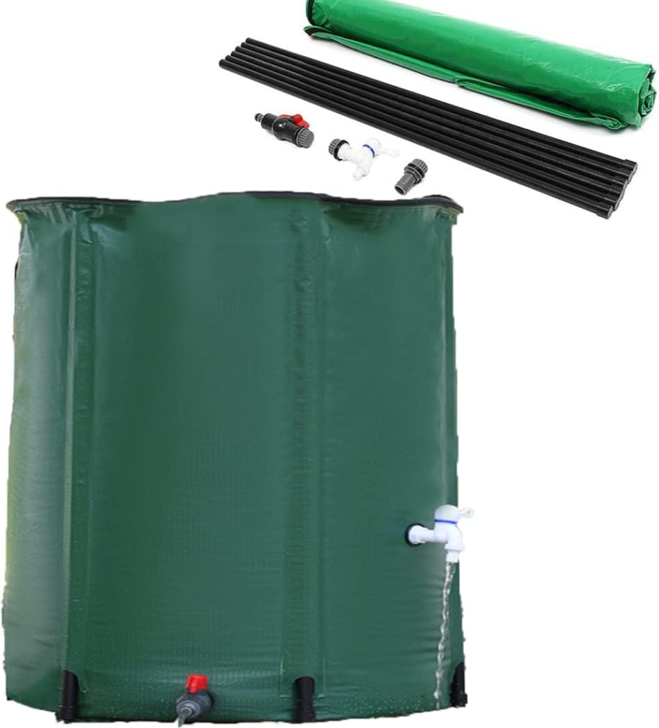 Universal Rain Barrel, Thicken PVC Water Bucket Large Storage Container, with Lid/Faucet Rainwater Collection Barrel,Green,160L/50 * 88CM