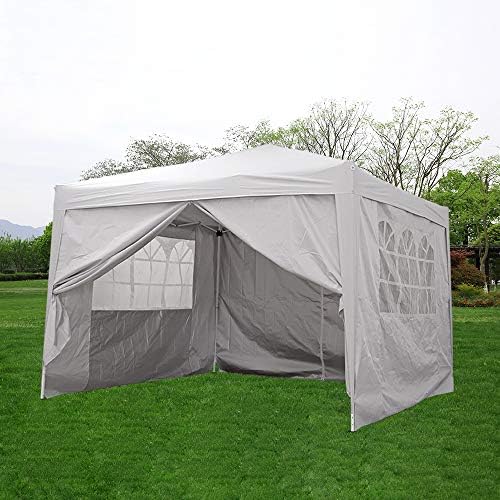 3 x 3m Pop Up Gazebo Outdoor Marquee Garden Awning Party Tent Folding Canopy with 4 Sidewall and Carrying Bag for Festival Wedding (Green)