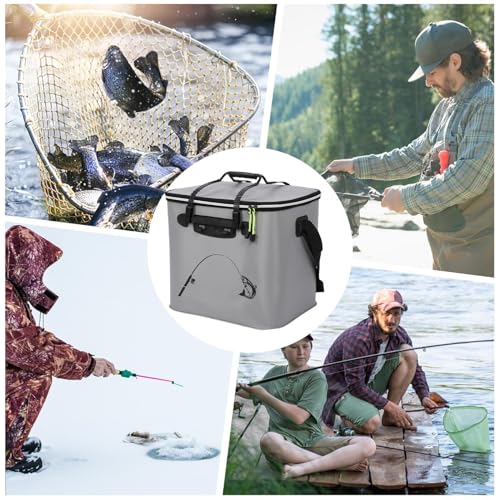 Seau de pêche à vif contenant appât poisson portable et pliable - 6