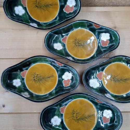 Kutani Grilled Miyamoto 5 Dishes, Hand Painted by Traditional Craftsmen