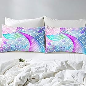 Homewish Fish Scale Duvet Cover Set Mermaid Fish Scale Bedding Set 3pcs for Kids Boys Girls Watercolor Mermaid Comforter… 51vTj9zc50L. SS280