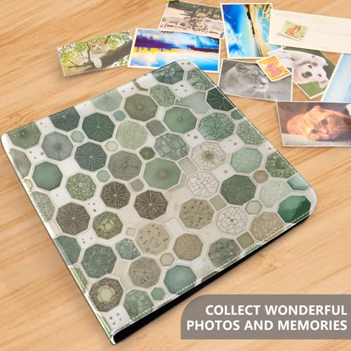 Álbum de Fotos Autoadhesivo DIY Scrapbook Patrón Panal Plantas Verde Encuadernador de 3 Anillos Álbum de Fotos 40 Páginas 8x10 para Recuerdos miniatura 5