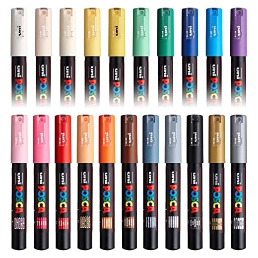 Rotuladores permanentes de Uni Posca PC-1 M, se pueden utilizar sobre tela, vidrio y metal (21 colores)