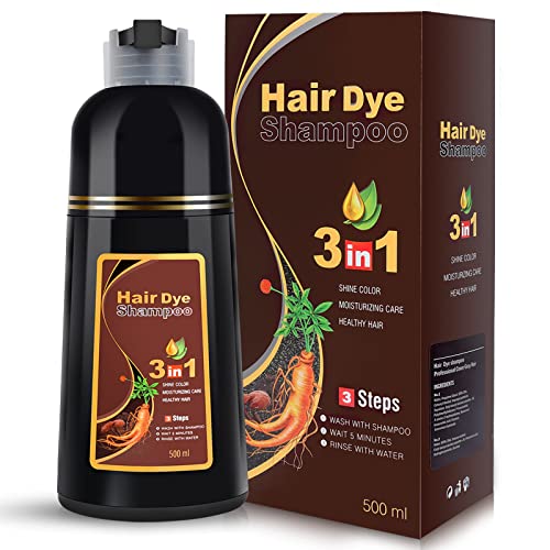 IIIMEIDU Champú de tinte para el cabello 3 en 1, champú instantáneo para el color del cabello para mujeres y hombres, ingredientes herbarios champú para colorear el cabello en minutos 500ML