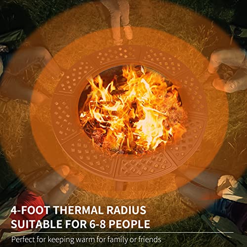 Aoxun Fire Pit,36" Outdoor Wood Burning Fire Pit with 2 Grills,BBQ Large Fire Table for Camping,Heating,Picnics