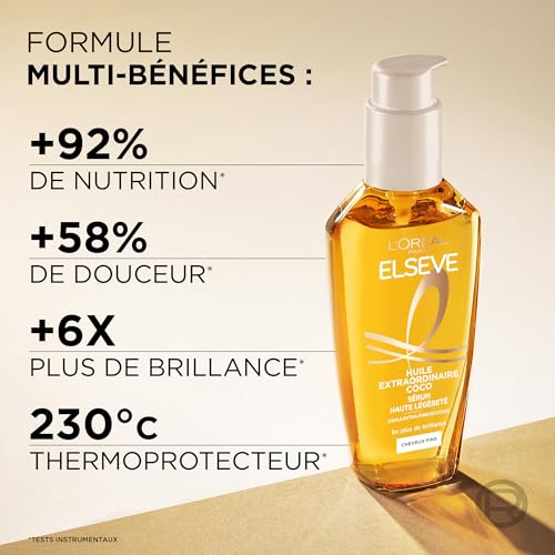 Huile Cheveux Sans Rinçage Coco Cheveux Normaux À Secs Elseve 'oreal Paris Le Flacon De 100ml - vue 5