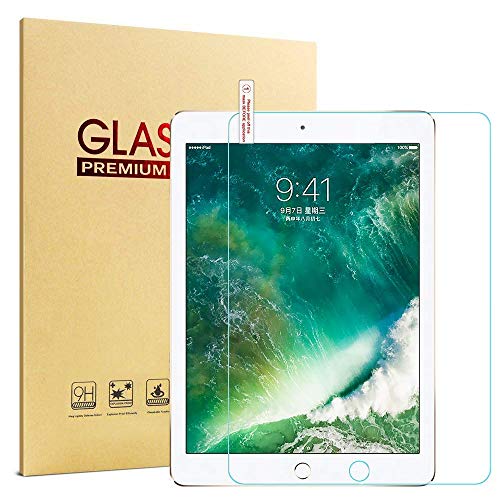 New iPad 9.7 2017/2018 Glass Screen Protector, HISSP High Definition Clear 9H Hardness Scratch Resistant Tempered Film for iPad 5th/6th Generation, iPad Air 1, iPad Air 2, iPad Pro 9.7
