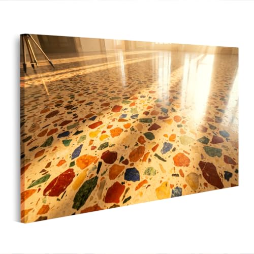 Toile style terrazzo vivant pour habiller un mur de salon vide