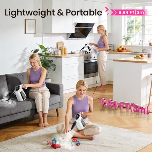 Image of Steam Cleaner, Pressurized Handheld Multi-Surface Natural Steam Cleaner with 12pcs Accessory & Safety Lock, Portable Steamer for Cleaning Home, Kitchen, Bathroom, Car, Upholstery, Grout, Window
