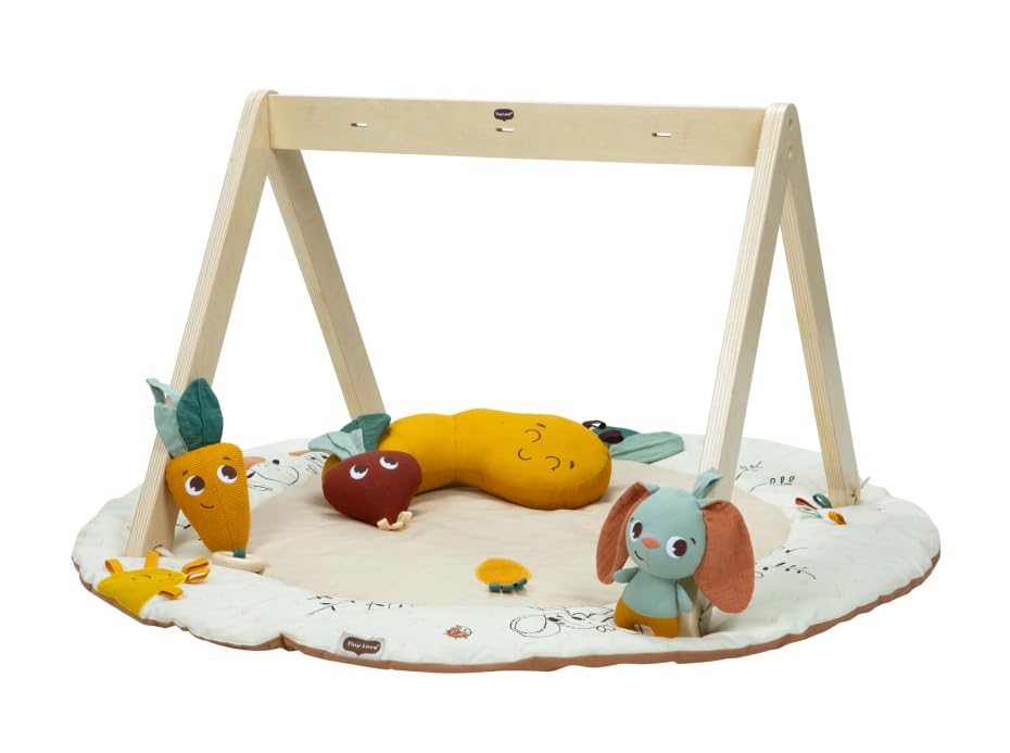 Tiny Love Luxe Developmental Gymini, Baby-Aktivitätsdecke, 0M+, Spielmatte für Babys, 360° Aktivitäten, Bauchlage-Trainer, Spielzeug zum Mitnehmen, umweltfreundliche Materialien, Garden of Adventures