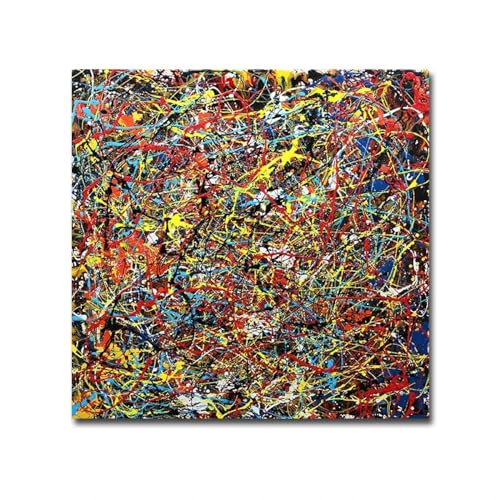 Tableau Jackson Pollock graffiti abstrait multicolore impression sur toile salon 60x60 cm