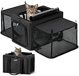 Pecute Transportador para Gatos expandible, Extra Estable, Tela de Malla Transpirable, transportador Grande para Gatos con área Oculta, transportador Suave para Mascotas, Viajes, Camping, Salidas