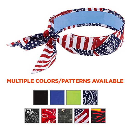 Image of Ergodyne Chill Its 6700CT Cooling Bandana, Lined with Evaporative PVA Material for Fast Cooling Relief, Tie for Adjustable Fit, Stars & Stripes (12561)