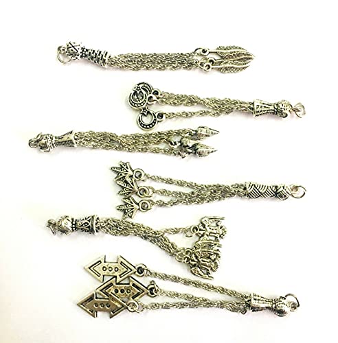 Perlin Set of 5 Tespih Tassel, Tassel, Püskül, Silver Metal for Prayer Beads Tasbih Tespih Chain - Image 2