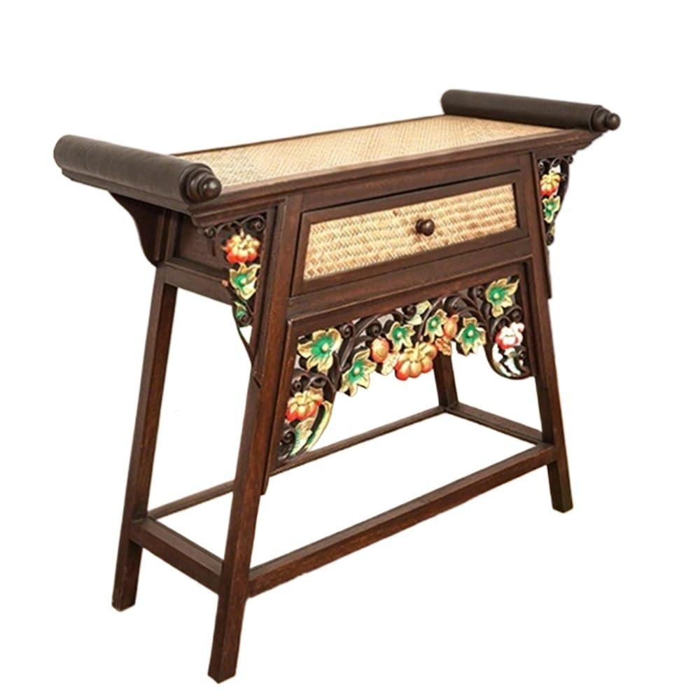 ZENY896V Mandir Solid Wood Console Table Altar Niche Hand-Painted shrine altar(Large)