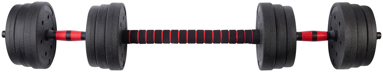 PEARL Sports Hantel: 2in1-Kurz- und Langhantel-Set, 29 kg, verstellbar, Sternverschlüsse (Kurzhantel, lang Hantel, Trainer)