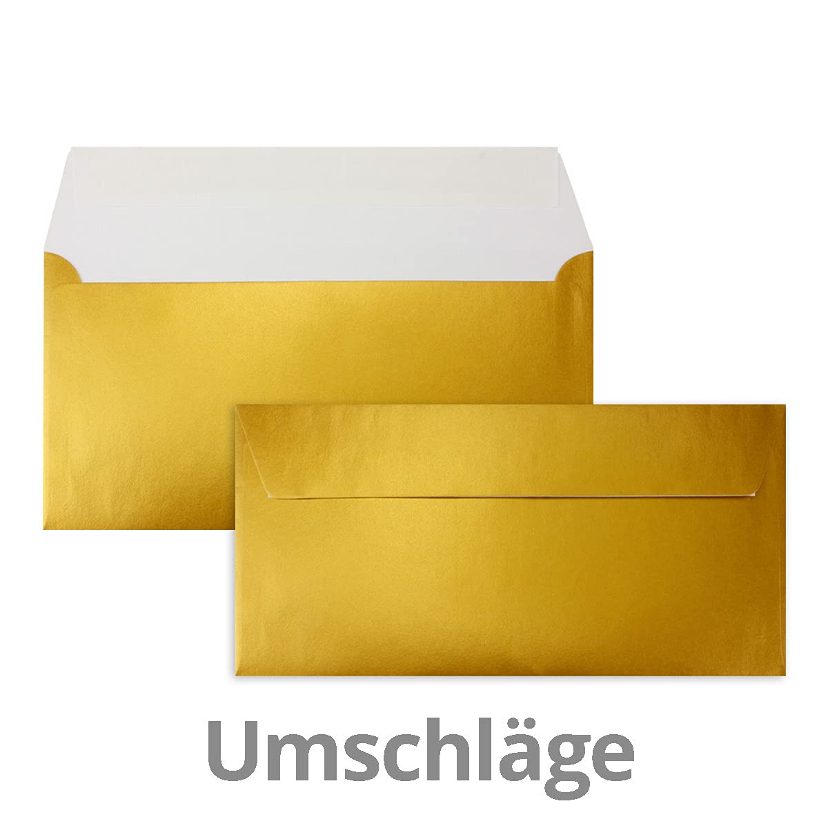400x Faltkarten SET mit Brief-Umschlägen und Einlege-Blätter - Gold (Metallic) - DIN Lang - 10,5 x 21 cm - FarbenFroh by GUSTAV NEUSER