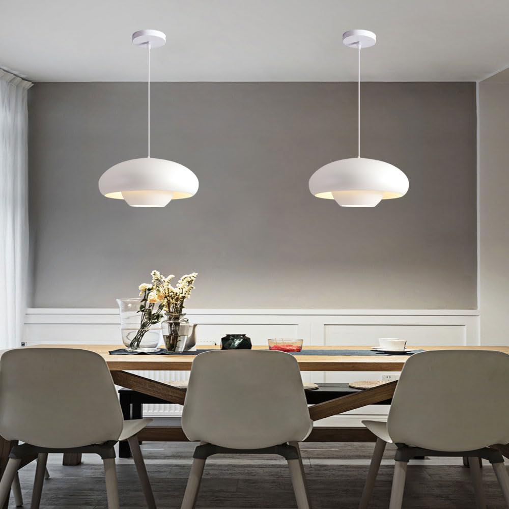Lampada a Sospensione in Metallo Bianco in Stile Francese