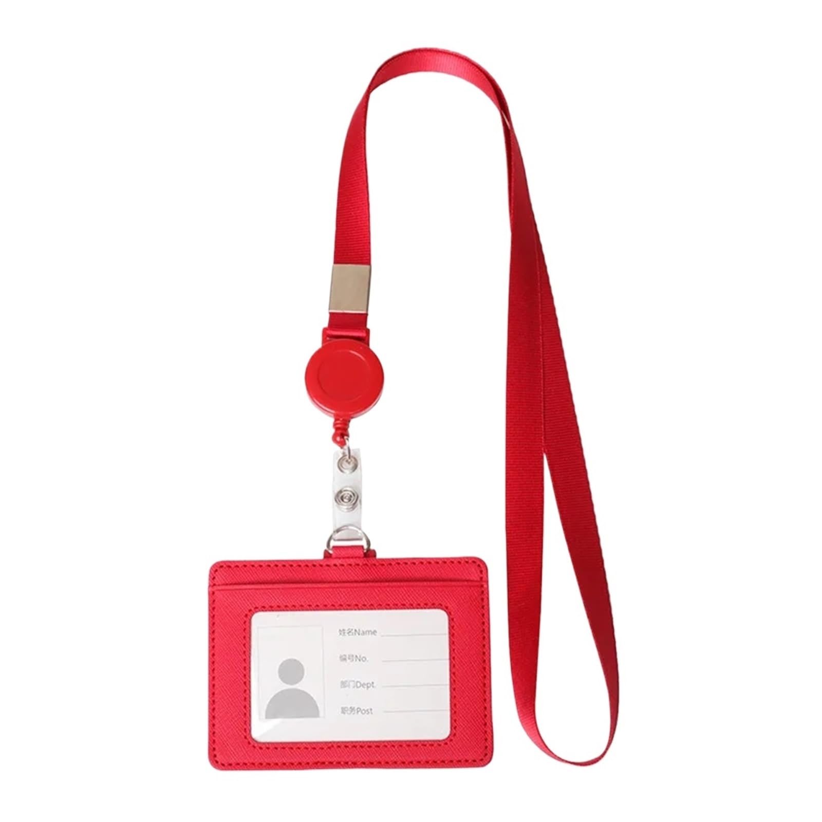 Lot de 10 porte-badges en cuir avec cordon rétractable – Porte-nom – Fournitures scolaires et de bureau (horizon rouge)