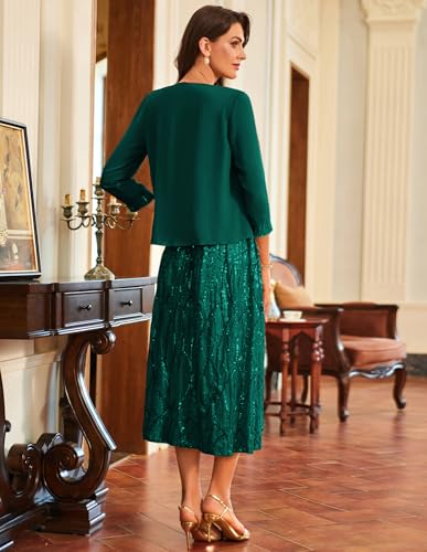 Image of GRACE KARIN 2025 Women's Two Piece Sequin Dress with Jacket Mother of The Bride Dresses Homecoming Wedding Guest Dresses