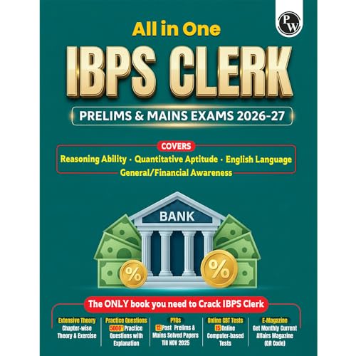 PW All in One IBPS Clerk 2026 Book Prelims & Mains Exams | Chapte...