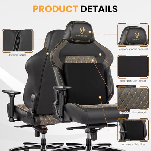 Big and Tall Gaming Chair 440LBS Gaming Chair with Metal Base Memory Foam Lumbar 4D Adjustable Armrest Computer Chair for Heavy People Ergonomic High-Back Computer Chair - Image 3
