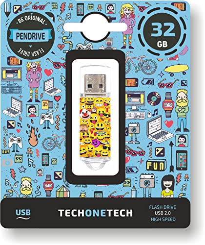 TECH ONE TECH Emojitech Emojis Pendrive 32 GB, Memoria USB