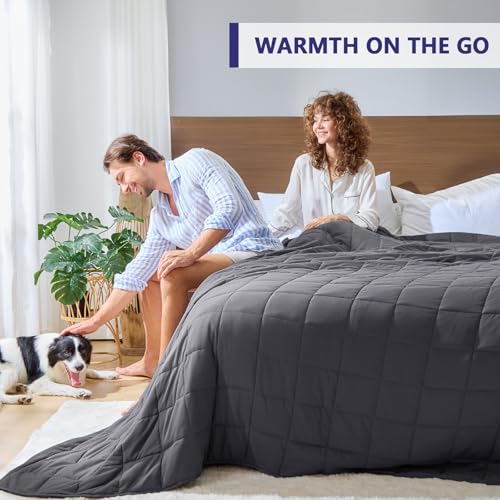 Image of yescool Weighted Blanket for Adults (25 lbs, 88 inch x 104 inch, Grey) Cooling Heavy Blanket for Sleeping Perfect for 240-260 lbs, King Size Breathable Blanket with Premium Glass Bead