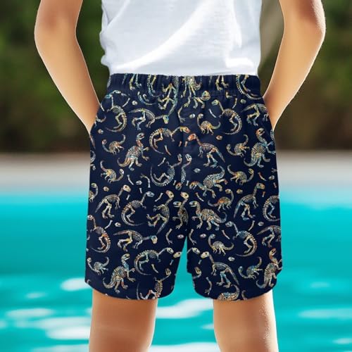TOADDITDO Dinosaur Print Boys Swim Trunks Quick Dry Beach Trunks with Pockets for Holiday3