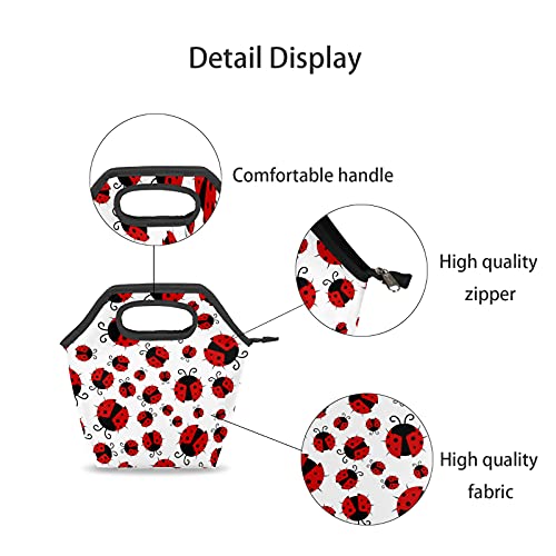 Lunch Bag Cartoon Animal Ladybugs Polka Dot Insulated Lunch Box Bag For Women Kids Children, Reusable Cooler Tote Bag For School Work Picnic Travel #TOP5