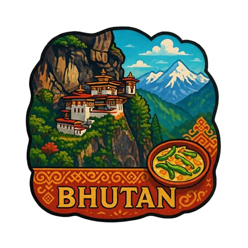 Image of Zesta Wooden Fridge Magnets Set | Refrigerator Decor Magnets for Kitchen | India Souvenir Fridge Magnet Collection | Wooden Magnet for Fridge Door Decoration (Bhutan)