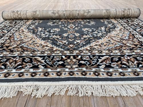 Image of TTC THREAD & TEXTURE CARPET Traditional Comfort: Power-Loomed Carpets for Living Room- Every Space Area Rug Color Grey Size 7x10 Feet (210x300cm)