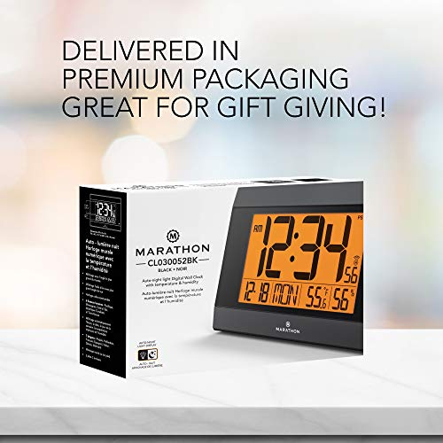Marathon Digital Wall Clock With Auto-Night Light #TOP4