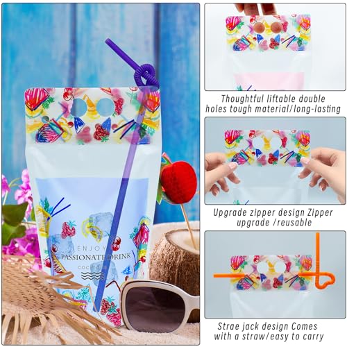 100 bolsas para bebida con popote reutilizables 9x5" miniatura 3