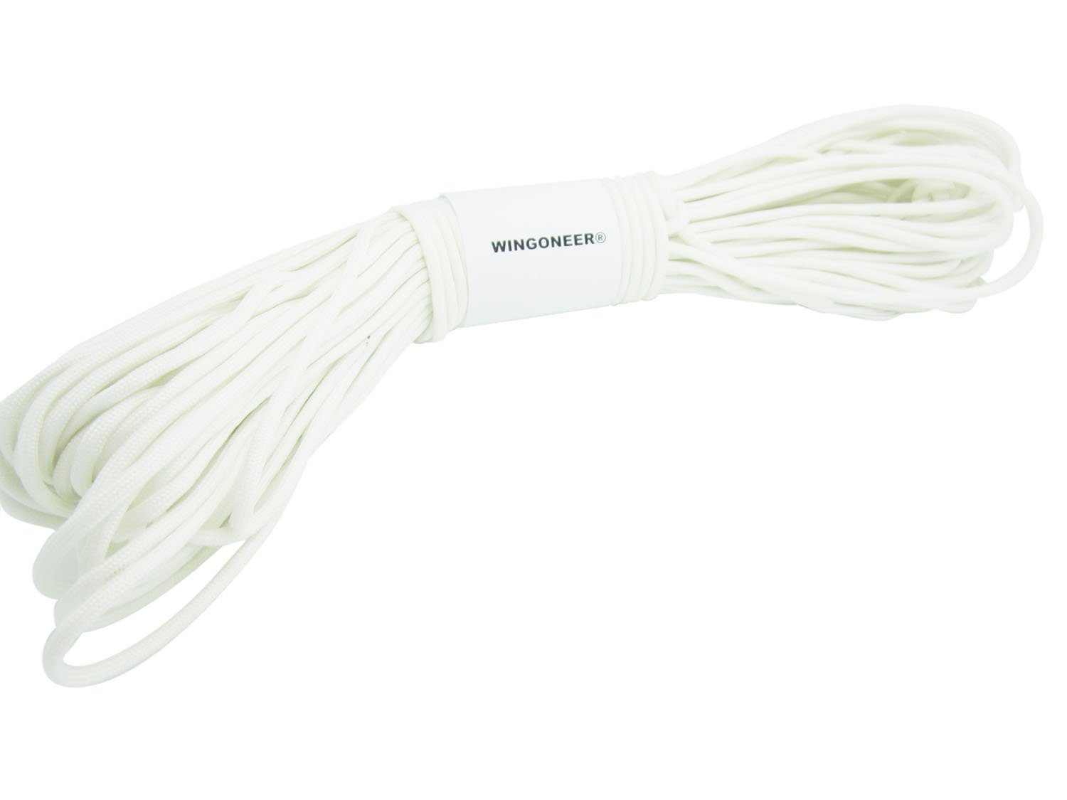 7-żyłowa, fluorescencyjna linka spadochronowa paracord, 249 kg, 30,5 m, biała