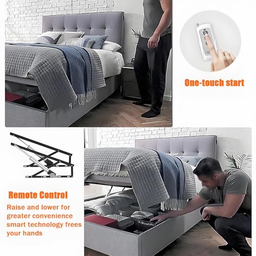 Meccanismo di sollevamento elettrico per letto, con telecomando, sistema a molla a gas, capacità di carico 600 kg, per riporre oggetti, letto, divano, salvaspazio, progetti fai da te