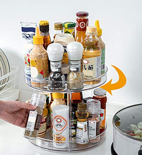 M0250 ステンレス 回転式 調味料入れ 2個セット 調味料収納トレイ 冷蔵庫の回転台 スパイスラック 調味料ラック