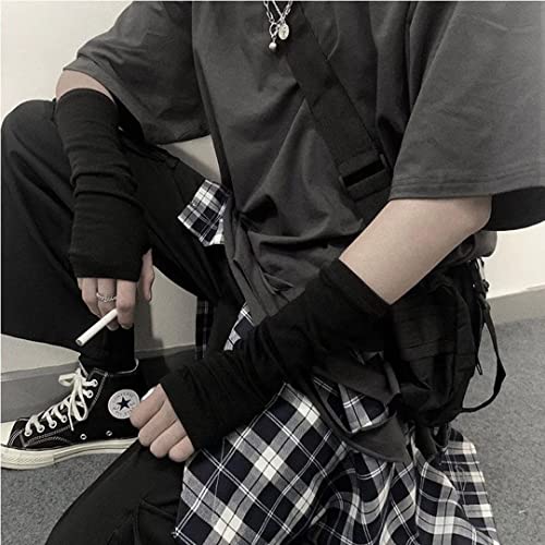 Image of Women's Long Knitted Fingerless Gloves Thumbhole Stretch Arm Warmers | Stretchy soft knitted arm warmers for women, comfortable thumbhole design, ideal daily winter hand sleeve accessories