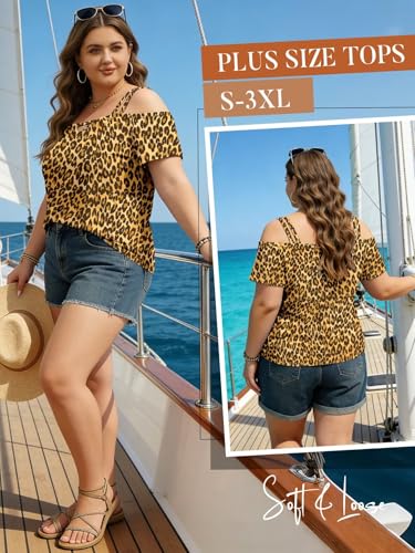 Image of Bliwov Womens Cold Shoulder Tops Short Sleeve Cute Sexy Summer Spring Beach Vacation T Shirts Fashion Outfits Basic Clothes
